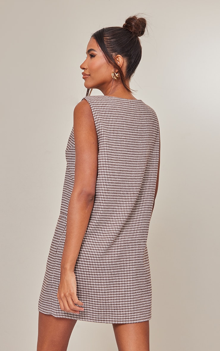 Chocolate Check Twill Vest Blazer Dress PrettyLittleThing USA