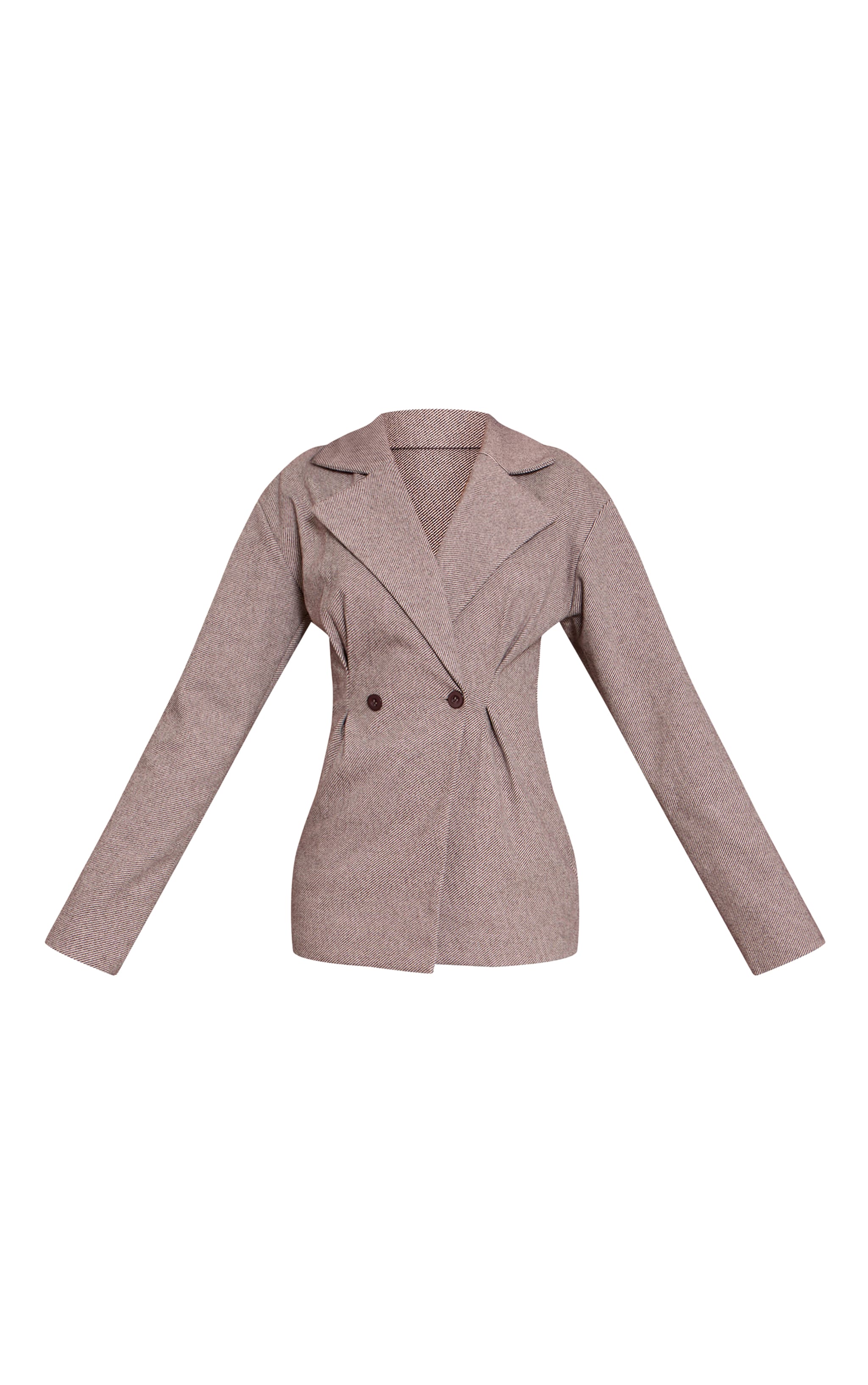 Chocolate Wool Look Cinched Blazer Dress image 5