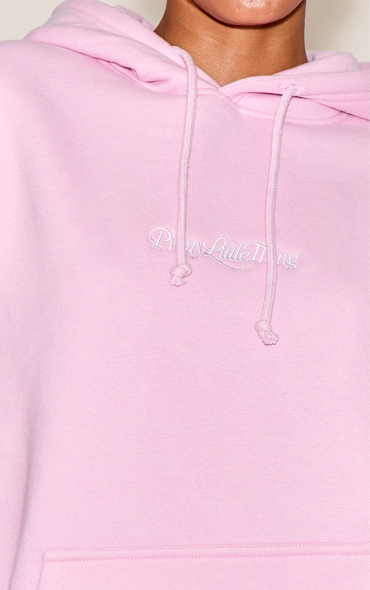 Pink Embroidered Oversized Sweat Hoodie image 4