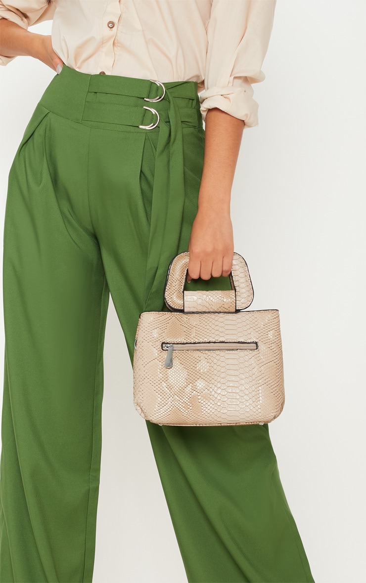 Khaki D Ring Buckle Wide Leg Pants image 5