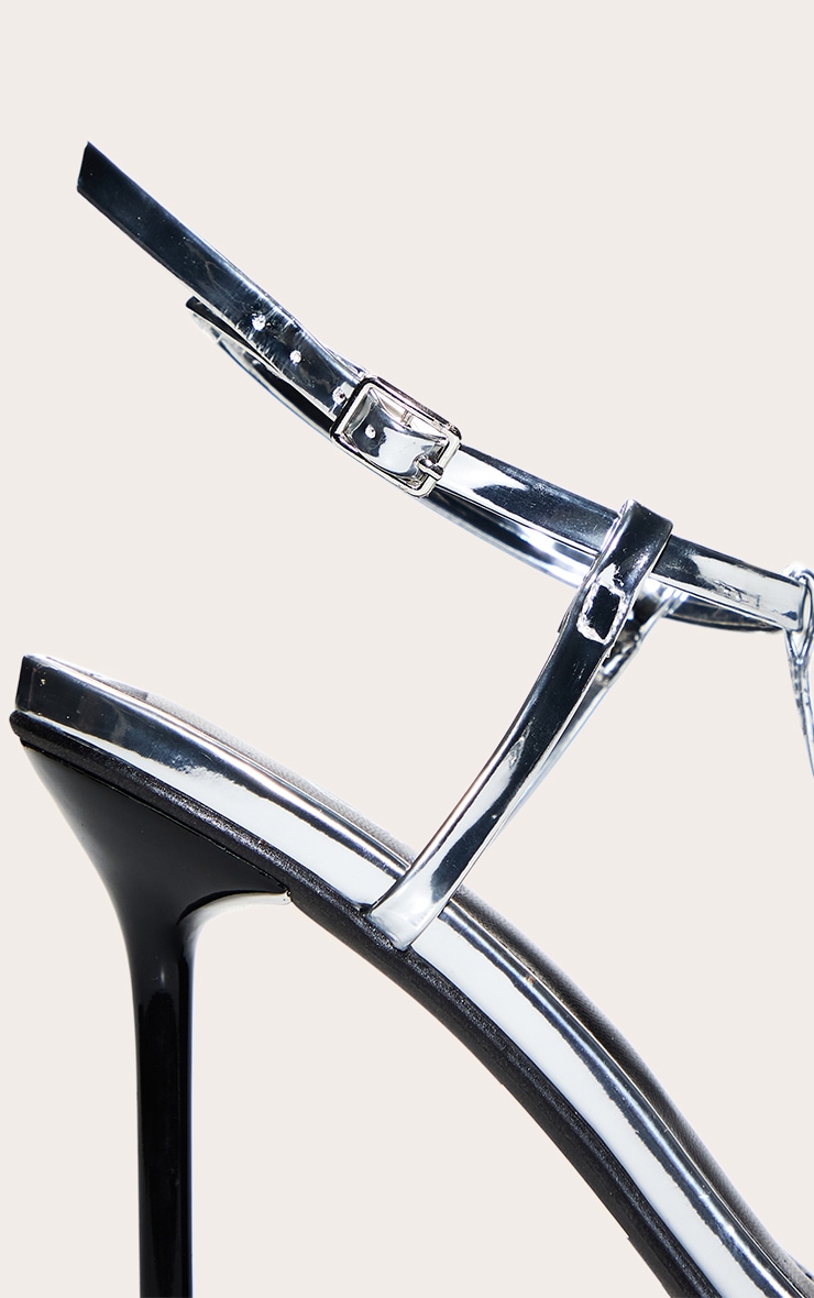 Silver Smooth Metallic Cage Heeled Sandal image 5