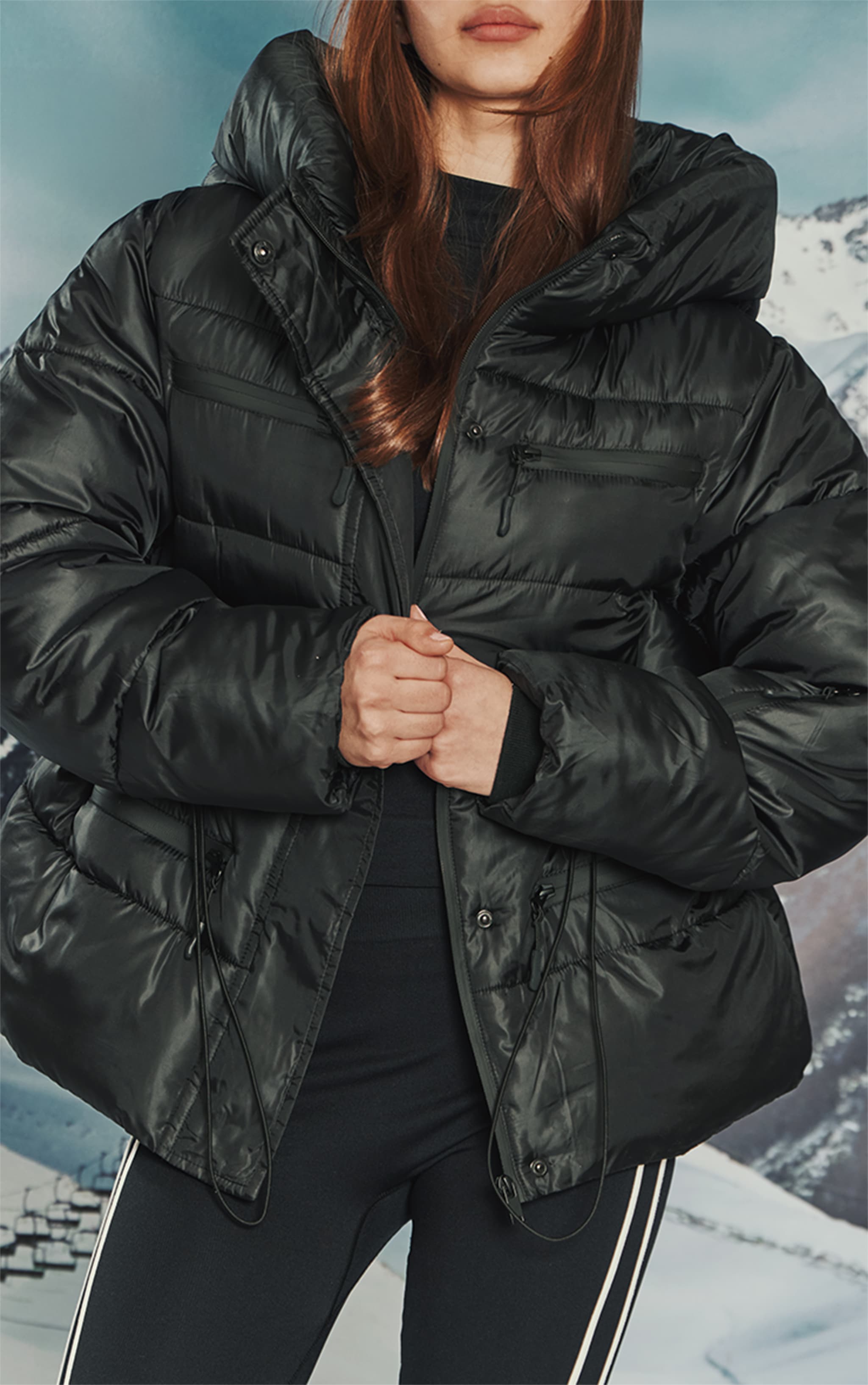 Doudoune cintrée noire à poches image 5