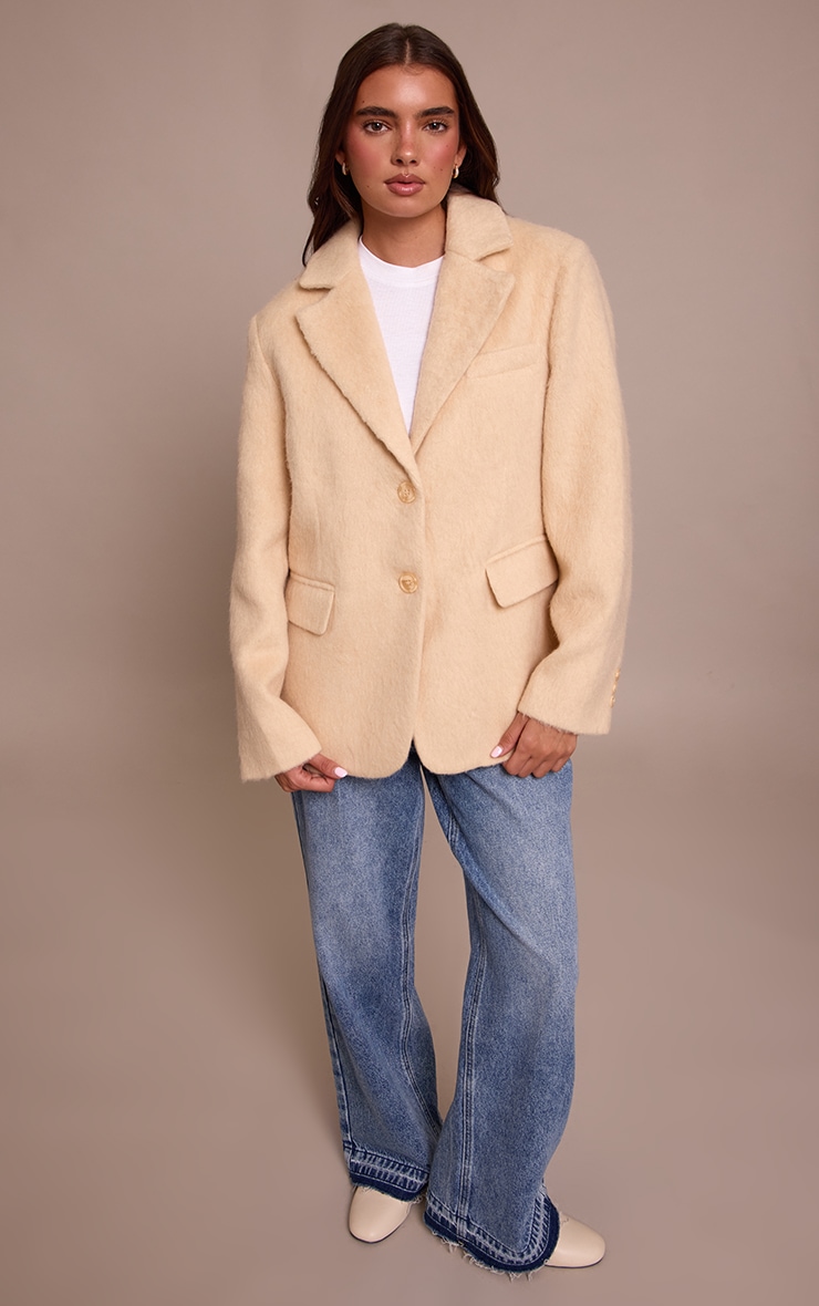 Buttercream Brushed Wool Look Oversized Blazer image 3