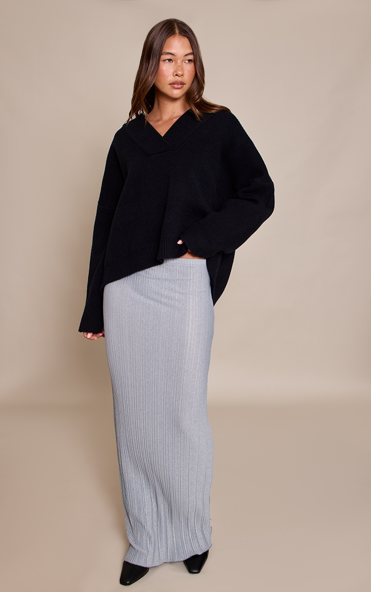 Grey Plisse Maxi Skirt image 2