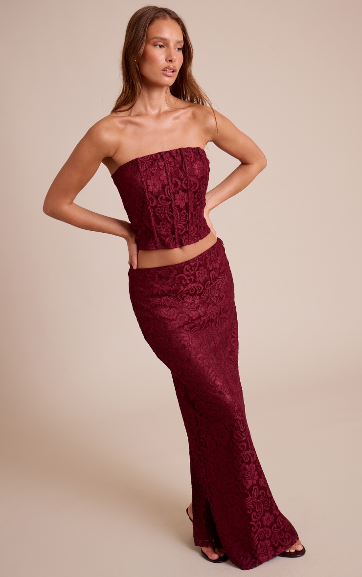 Wine Lace Boned Bandeau Corset Top image 3