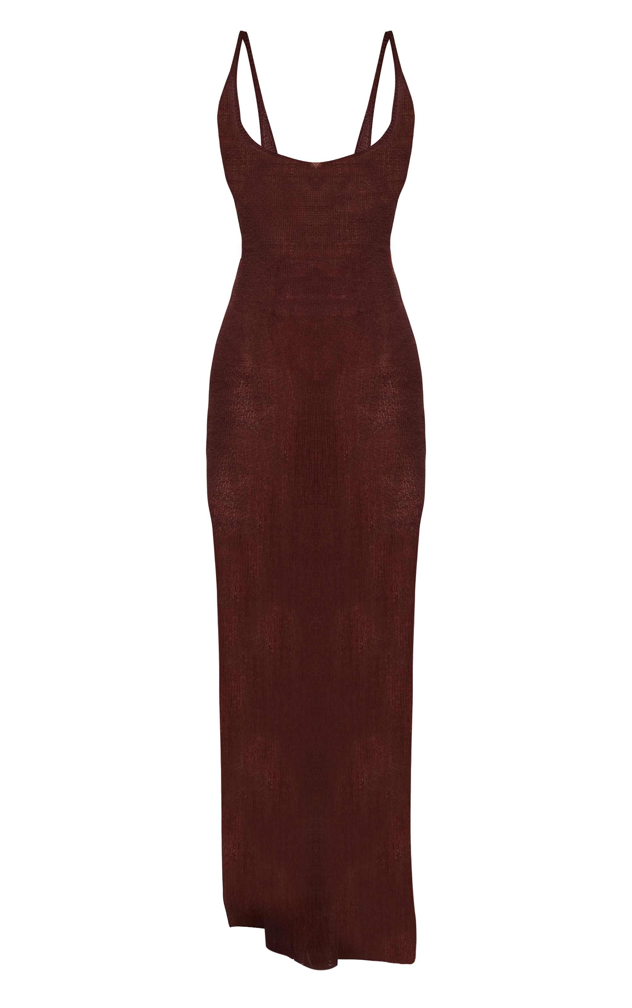 Petite Brown Sheer Knitted Strappy Maxi Dress image 5