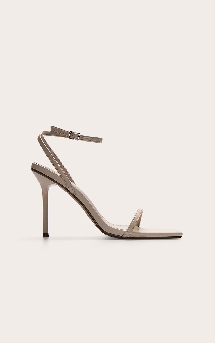 Sandales carrées en PU crème à talon haut et brides fines image 2
