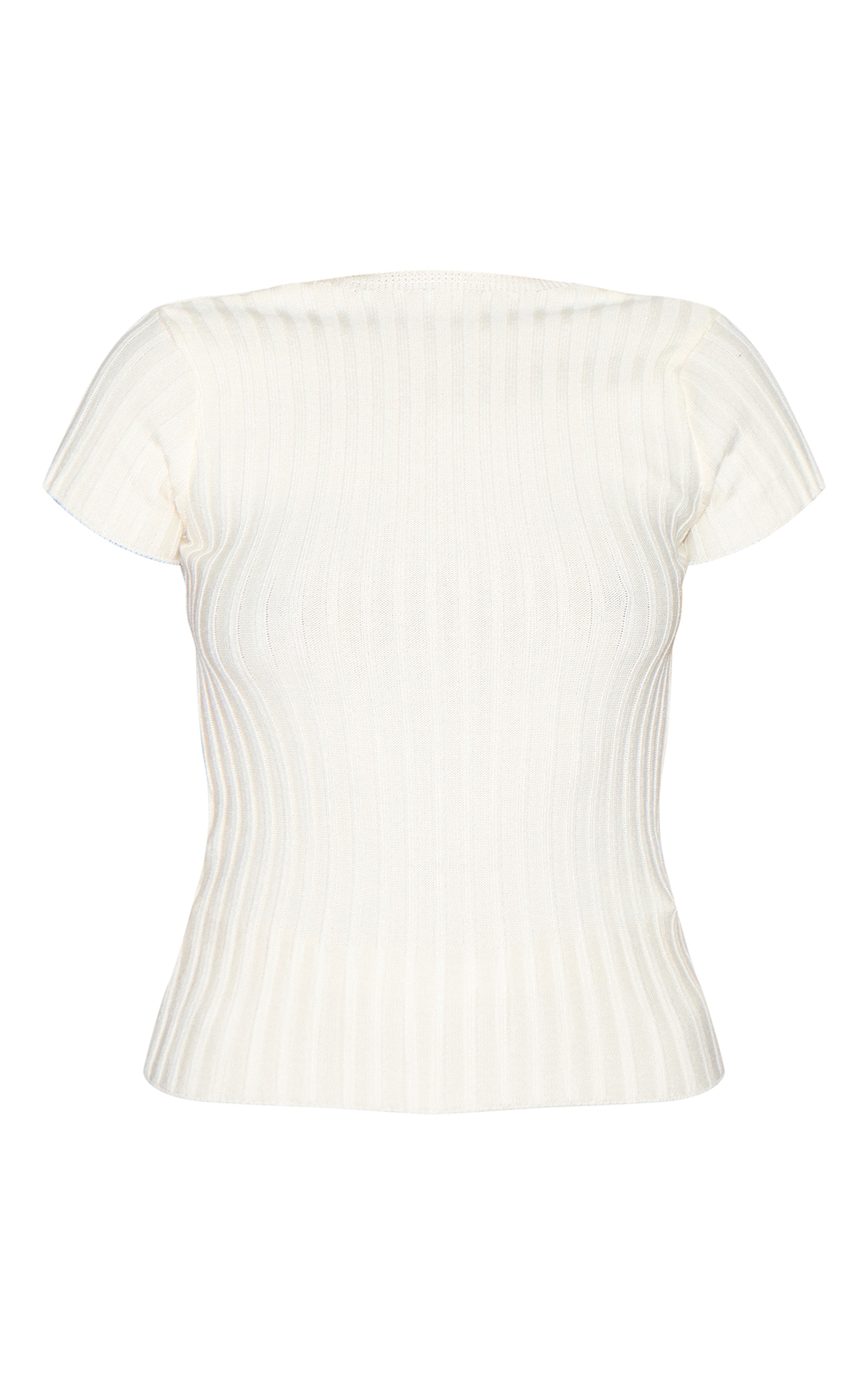 Top en maille tricot côtelée crème à dos ouvert image 5