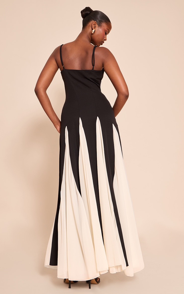 Black Contrast Strappy Maxi Dress image 2