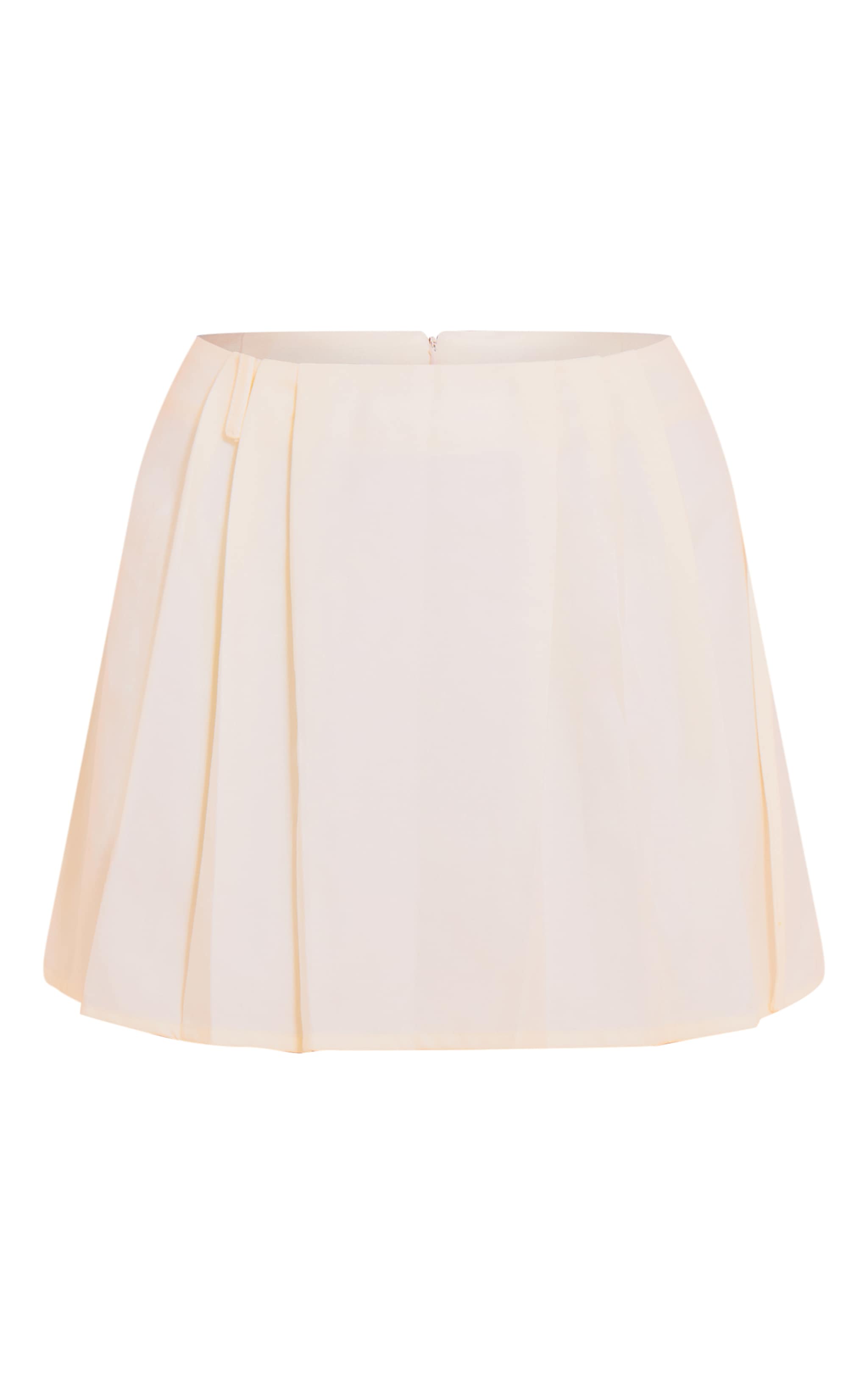Petite Cream Woven Pleated Mini Skirt image 6