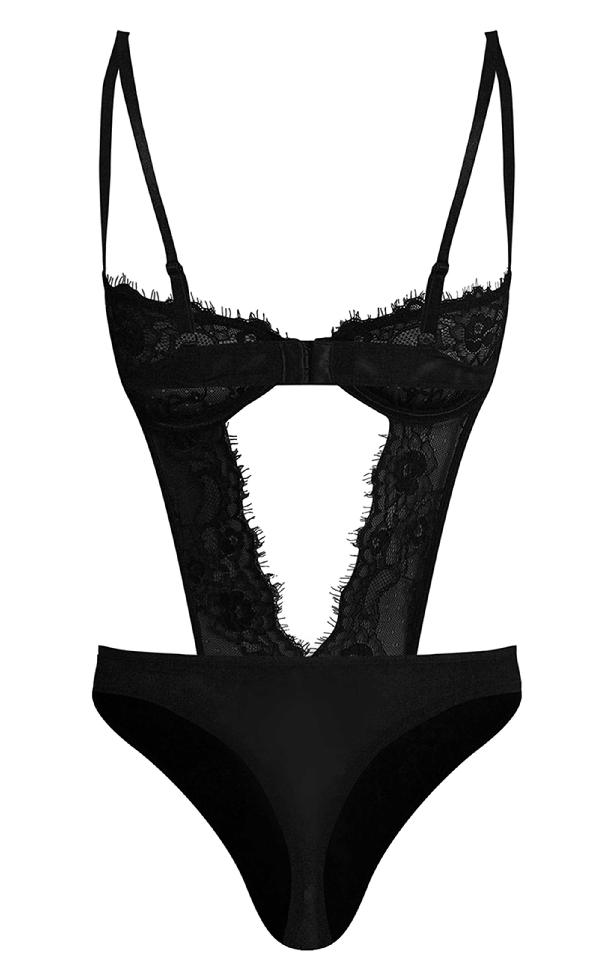 Black Bra Cut Out Detail Bodysuit  image 7