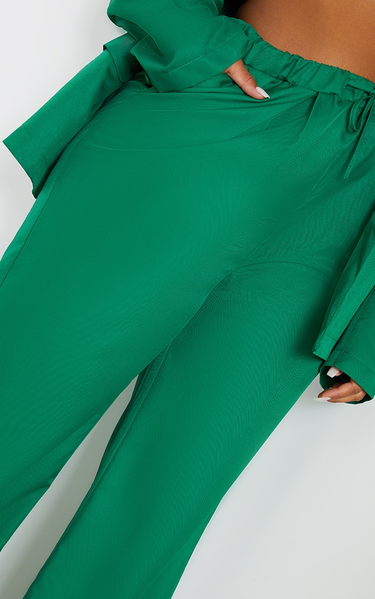 Plus Green Woven Elastic Waist Wide Leg Pants image 3