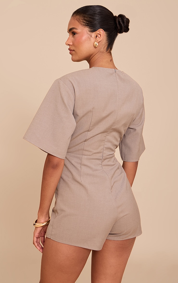 Mushroom Woven Asymmetric Cinched Skort Romper image 2