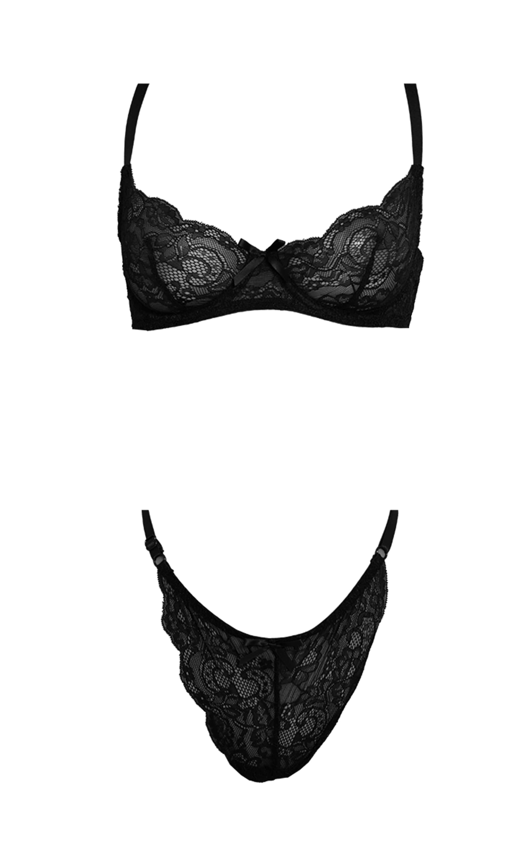 Ensemble de lingerie en dentelle noire à armatures image 5