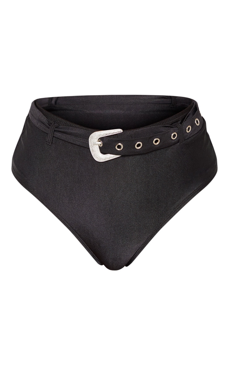 Black Western Belt High Waist Belt Bikini Bottom PrettyLittleThing USA