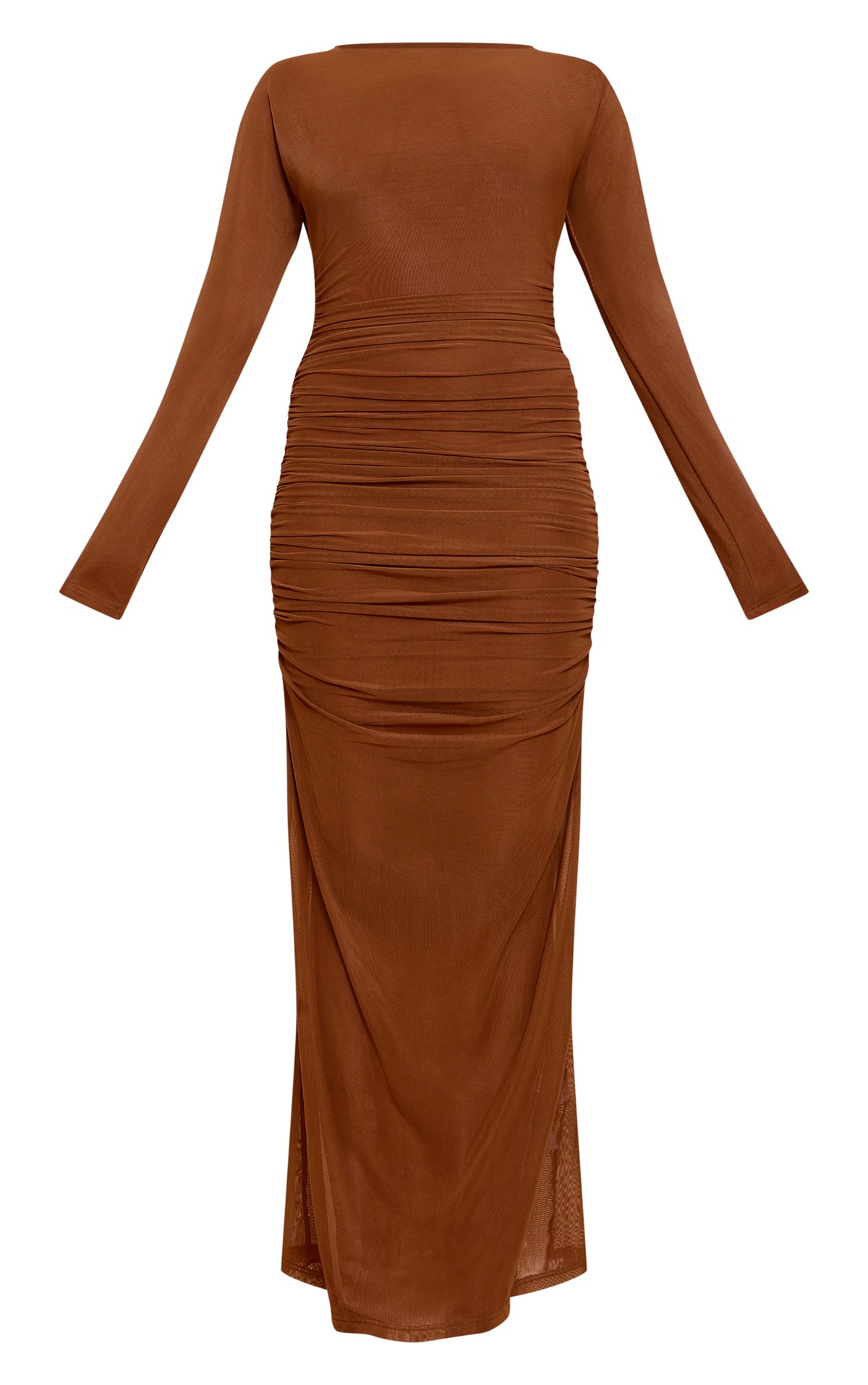 LUCILLE Shirred Maxi Dress - Chocolate
