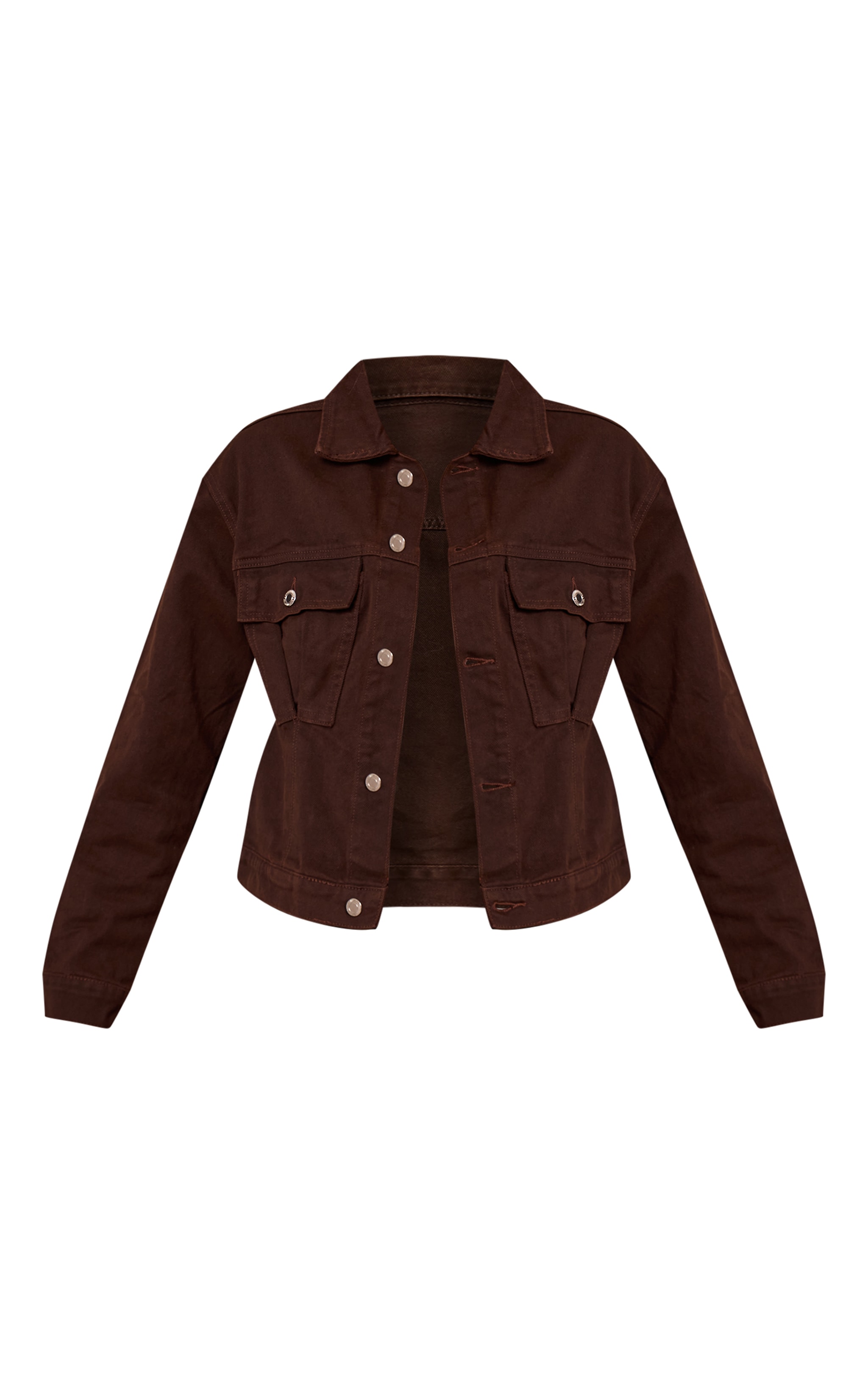 Veste en jean chocolat foncé à dos cintré et plissures image 5