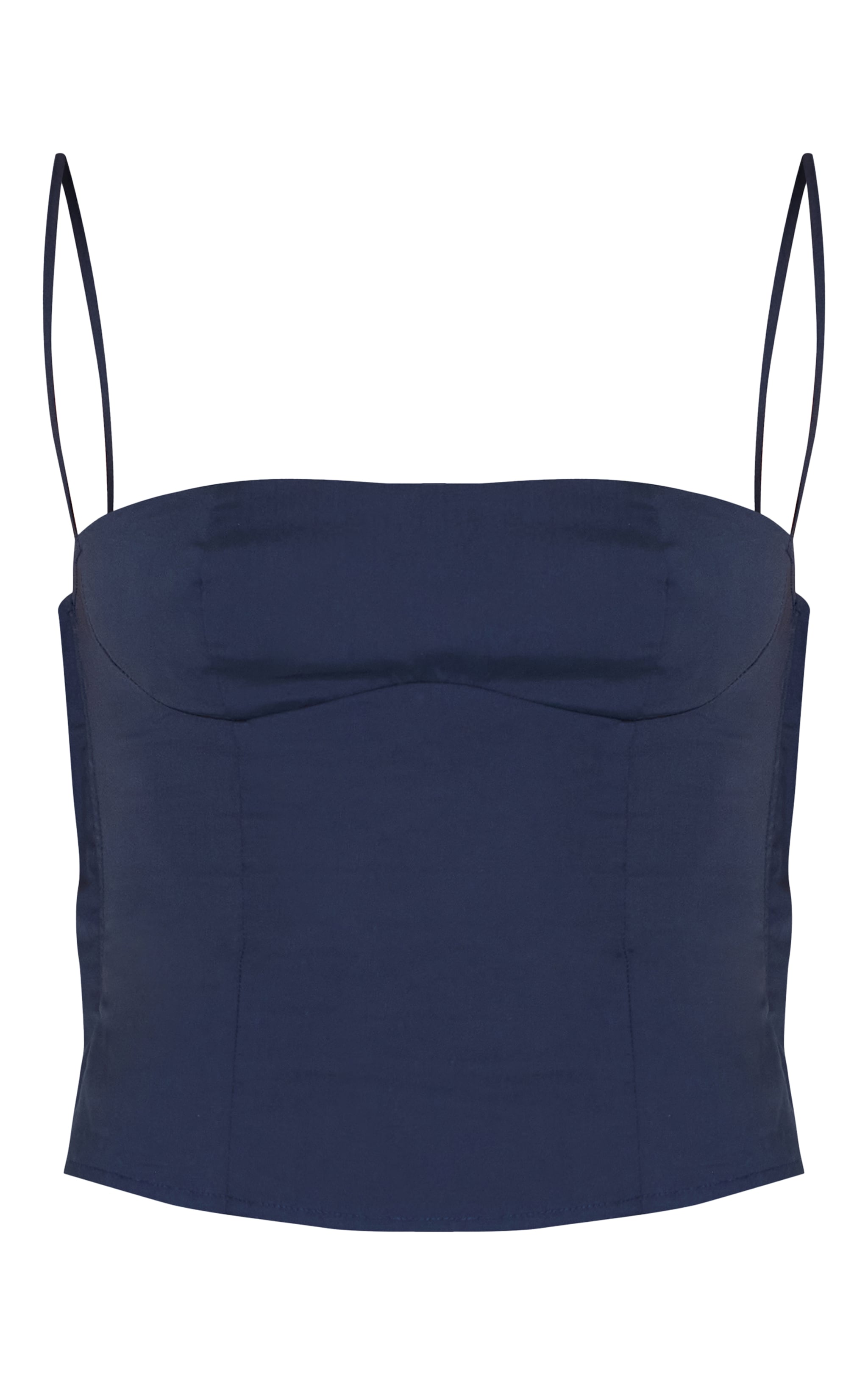 Tall Navy Square Neck Woven Crop Top image 5
