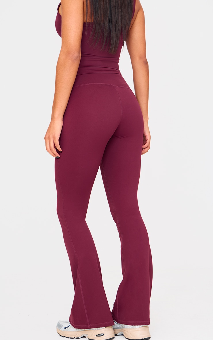 Deep Burgundy Sculpt High Waist Flare Yoga Pants image 3