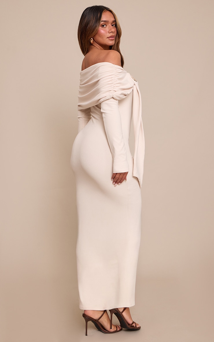 Shape Cream Bardot Trim Detail Maxi Dress image 2