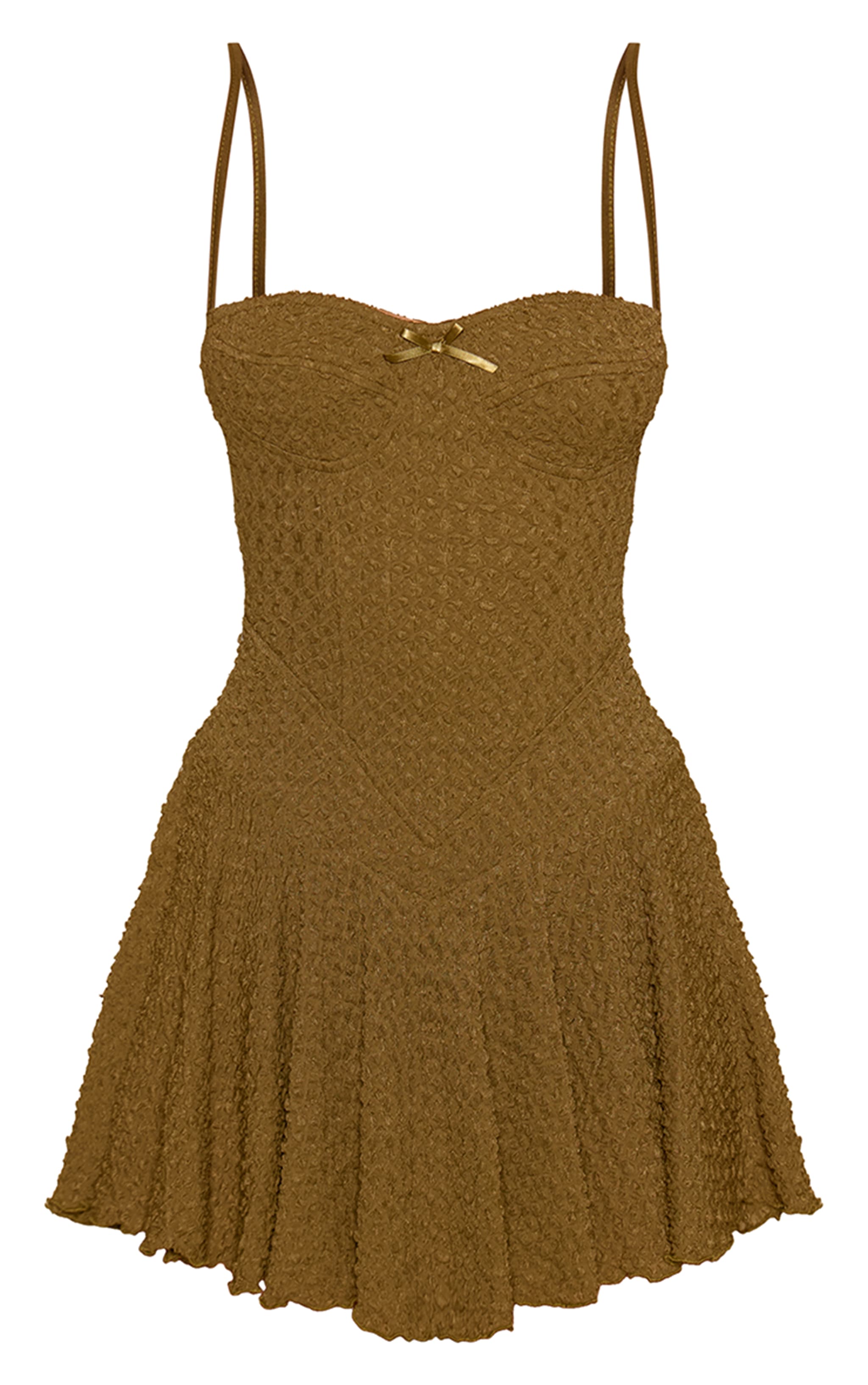 Khaki Textured Lace Strappy Skort Floaty Romper image 5