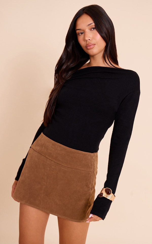 Tan Faux Suede Mini Skirt