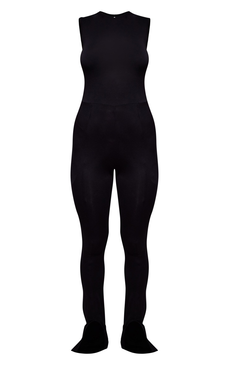 Black Sleeveless Cut Out Back Split Leg Jumpsuit Jumpsuits