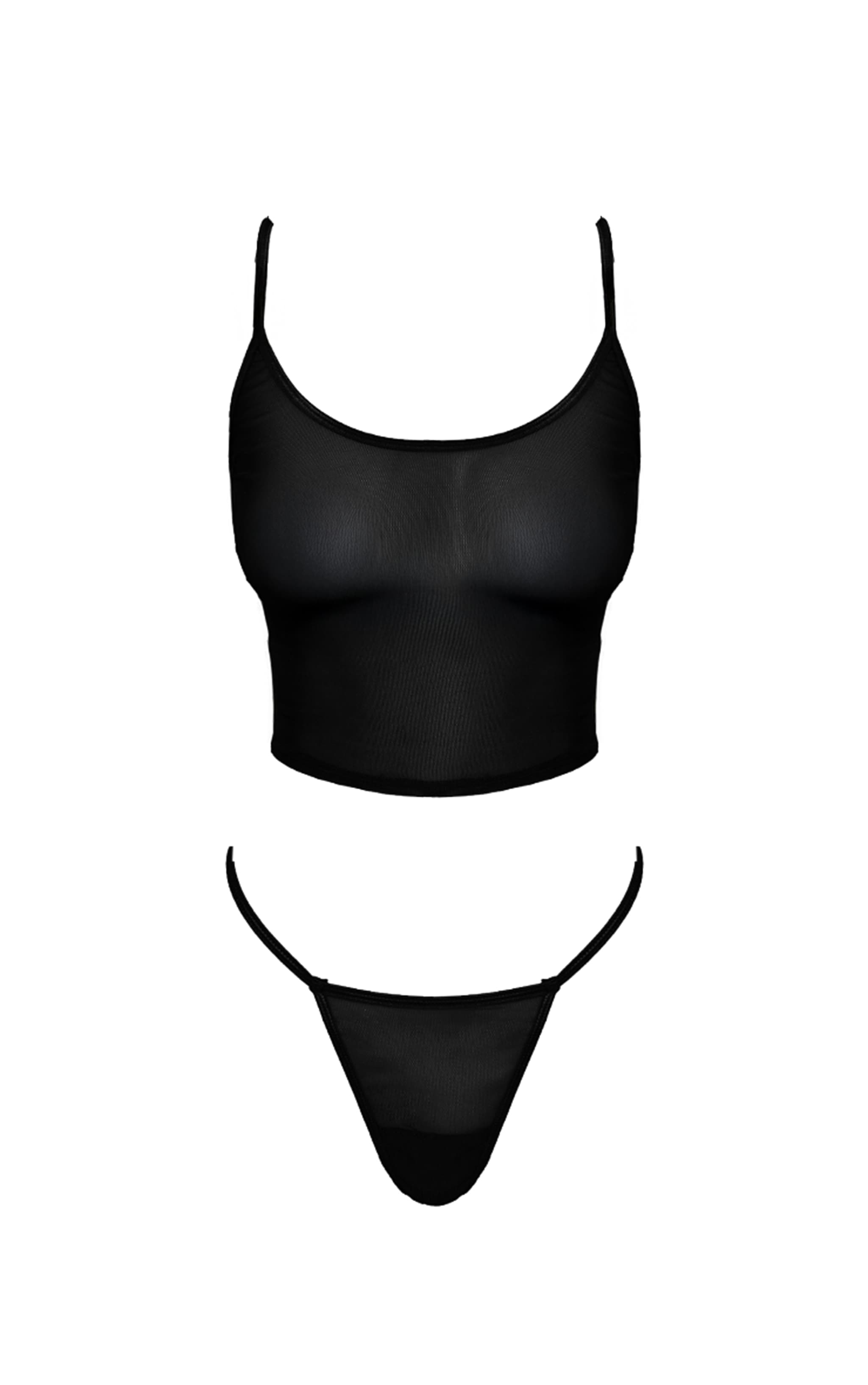Black Mesh Cami and Knicker Set image 5