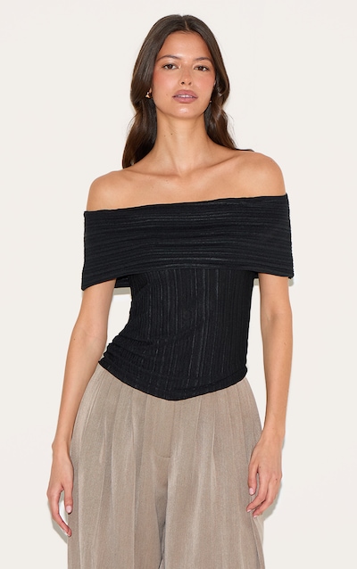 Black Rib Style Fold Over Top