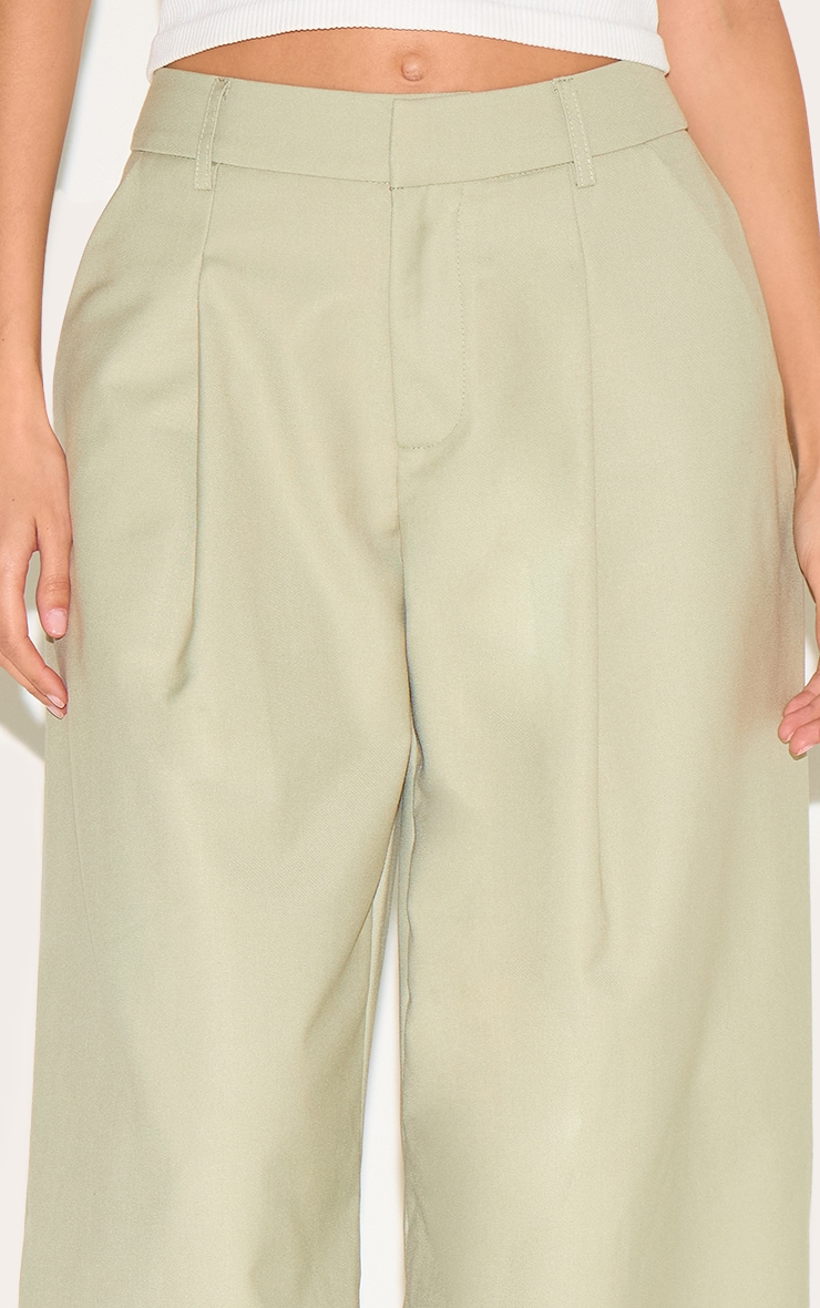 Pantalon large tissé argile à double plissures image 4
