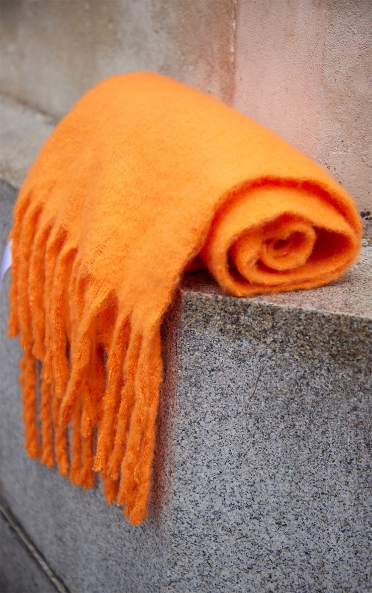 Orange Soft Blanket Tassel Scarf image 3