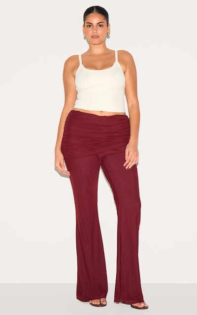 Plus Wine Mesh Foldover Flares