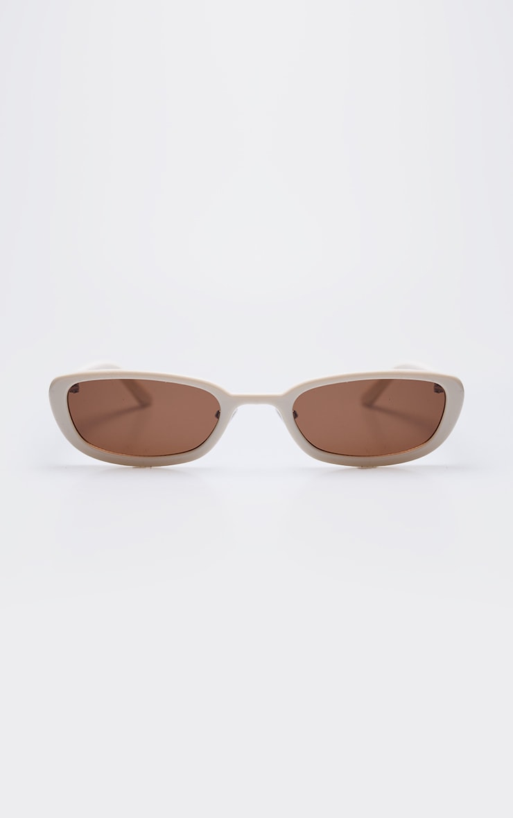 Cream Slim Retro Cat Eye Sunglasses image 2