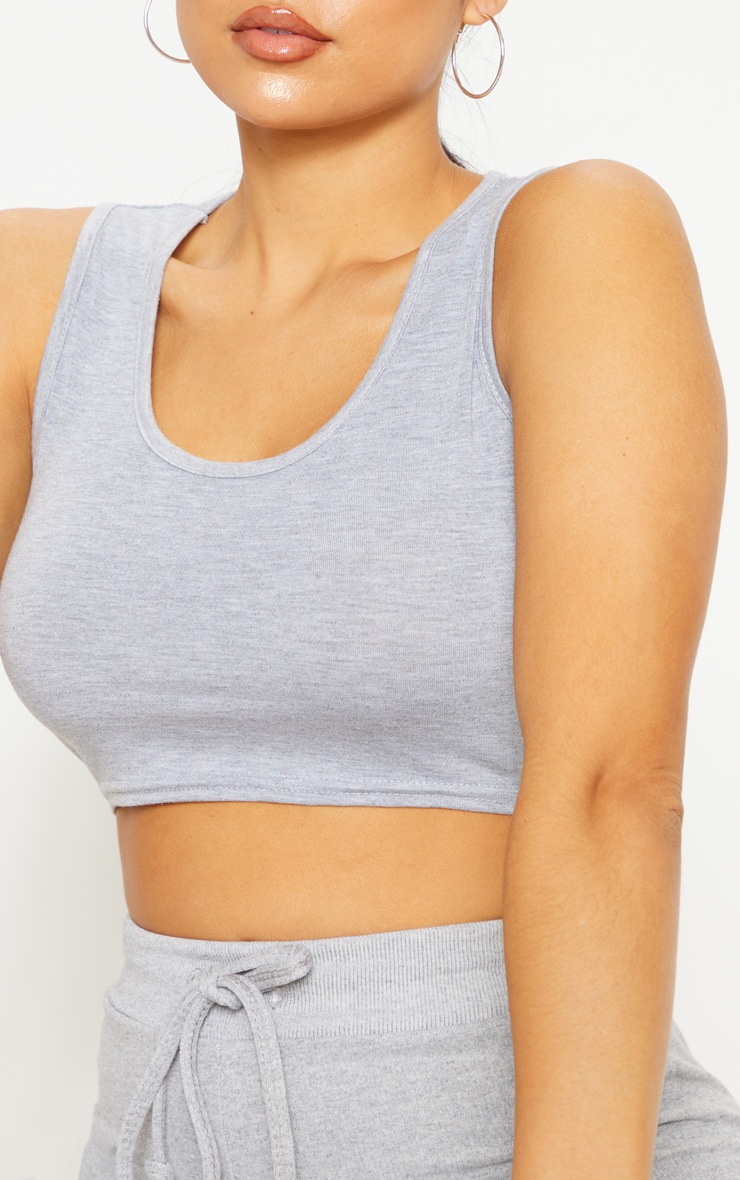 Petite Grey Marl Crop Tank Top Petite PrettyLittleThing
