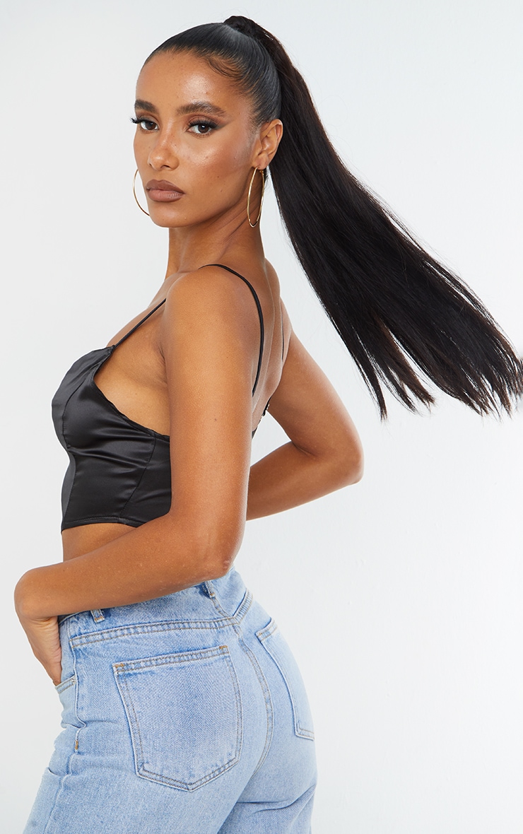 black satin cowl neck top