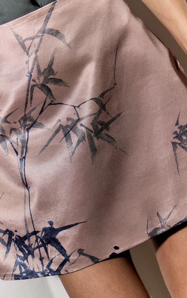 Stone Printed Satin High Waisted Micro Mini Skirt image 5