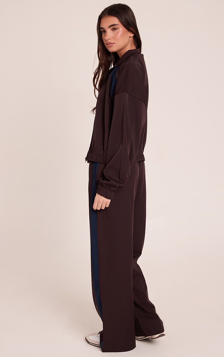 Chocolate Tricot Contrast Stripe Wide Leg Pants image 3