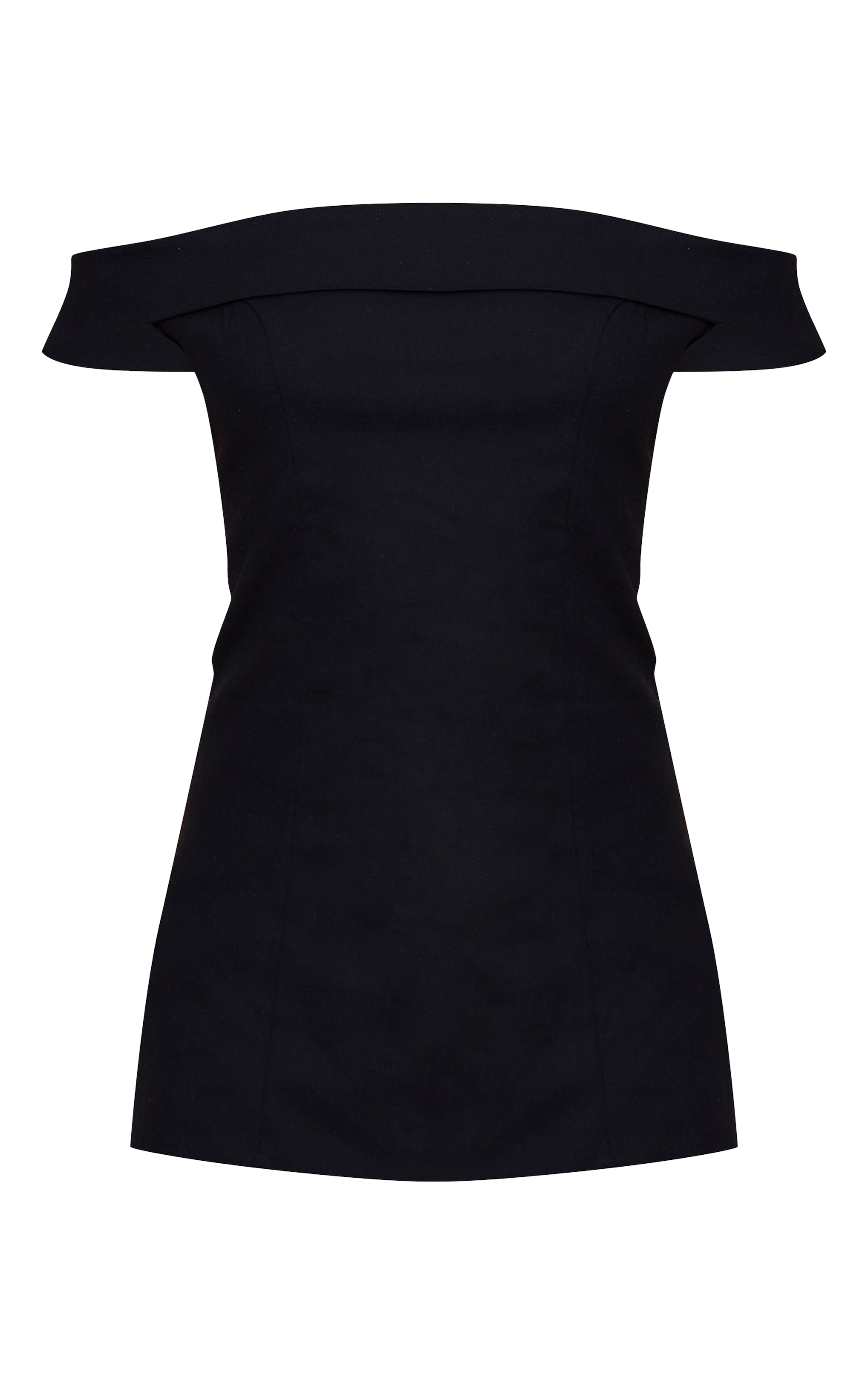 Black Textured Fold Over Bardot Long Top image 5