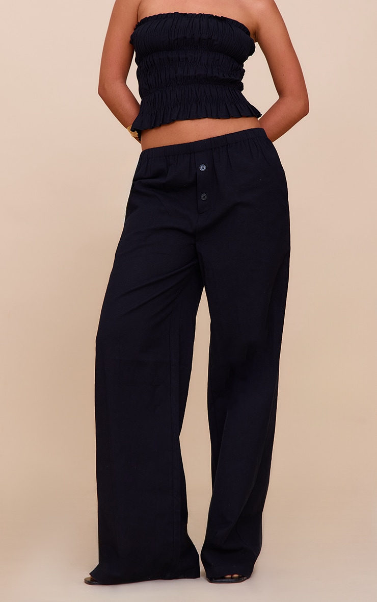 Black Low Rise Wide Pants image 2