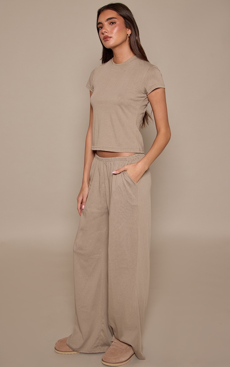 Sage Soft Textured Relaxed Wide Leg Trousers image 2