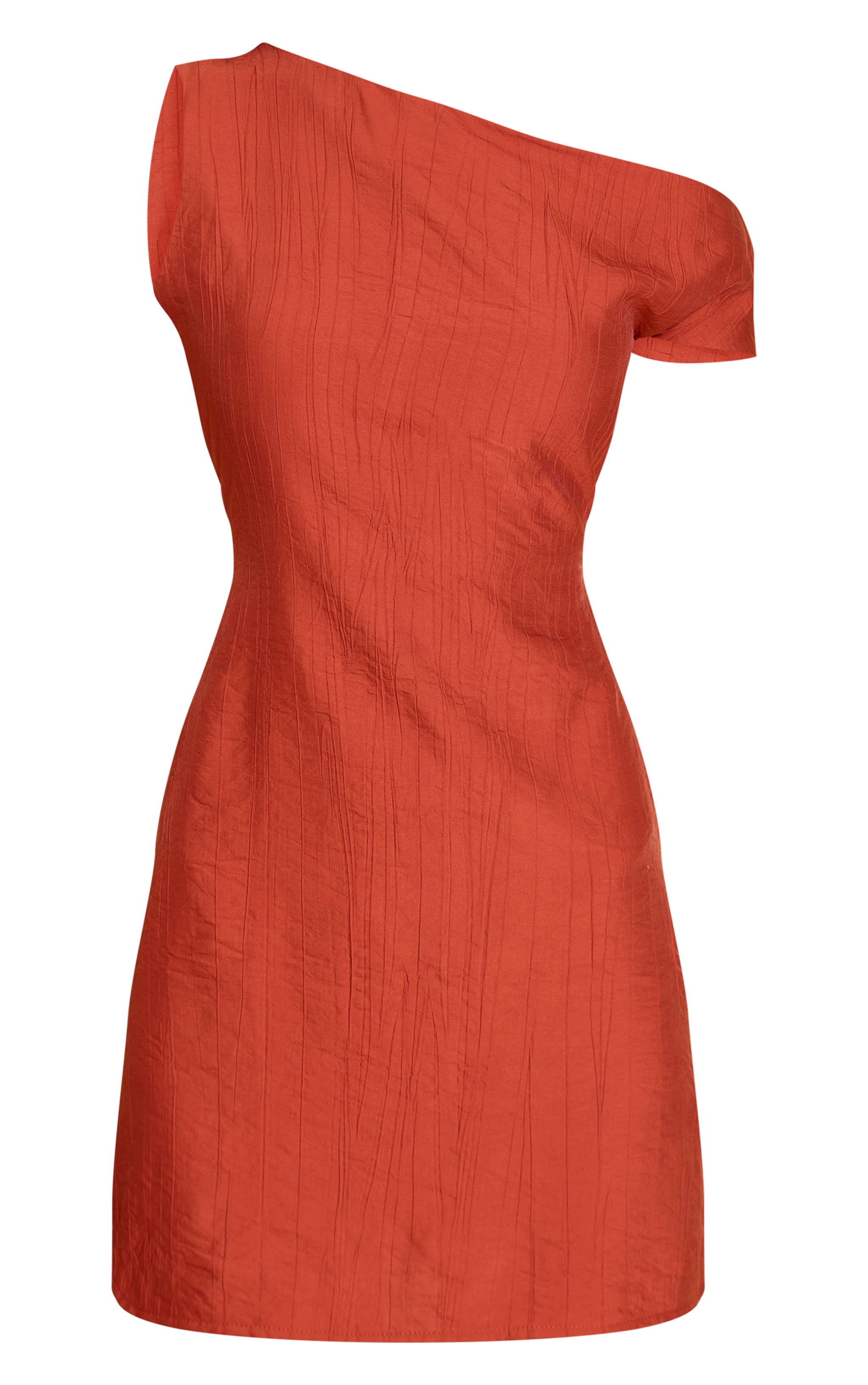 Rust Texture One Shoulder Mini Dress image 5
