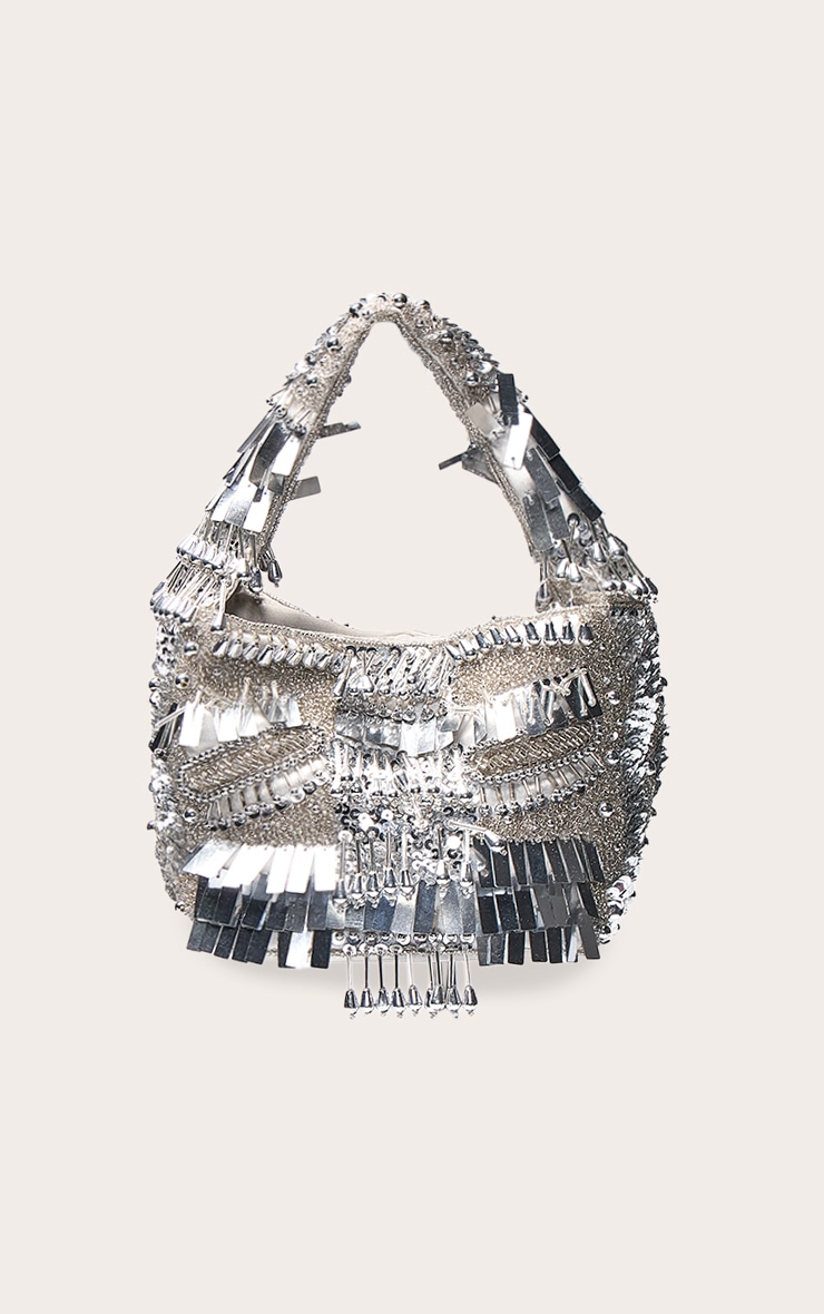 Silver Ornate Sequin Beaded Bag image 2
