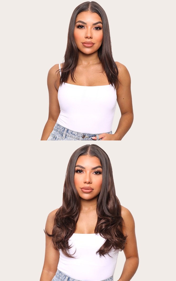 Lullabellz Super Thick 16" 5 Piece Blow Dry Wavy Clip In Hair Extensions Chocolate Brown image 3