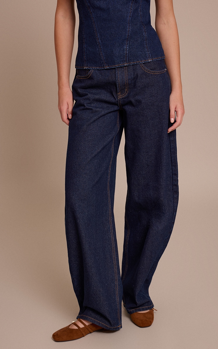 Indigo Low Rise Barrel Jeans image 2