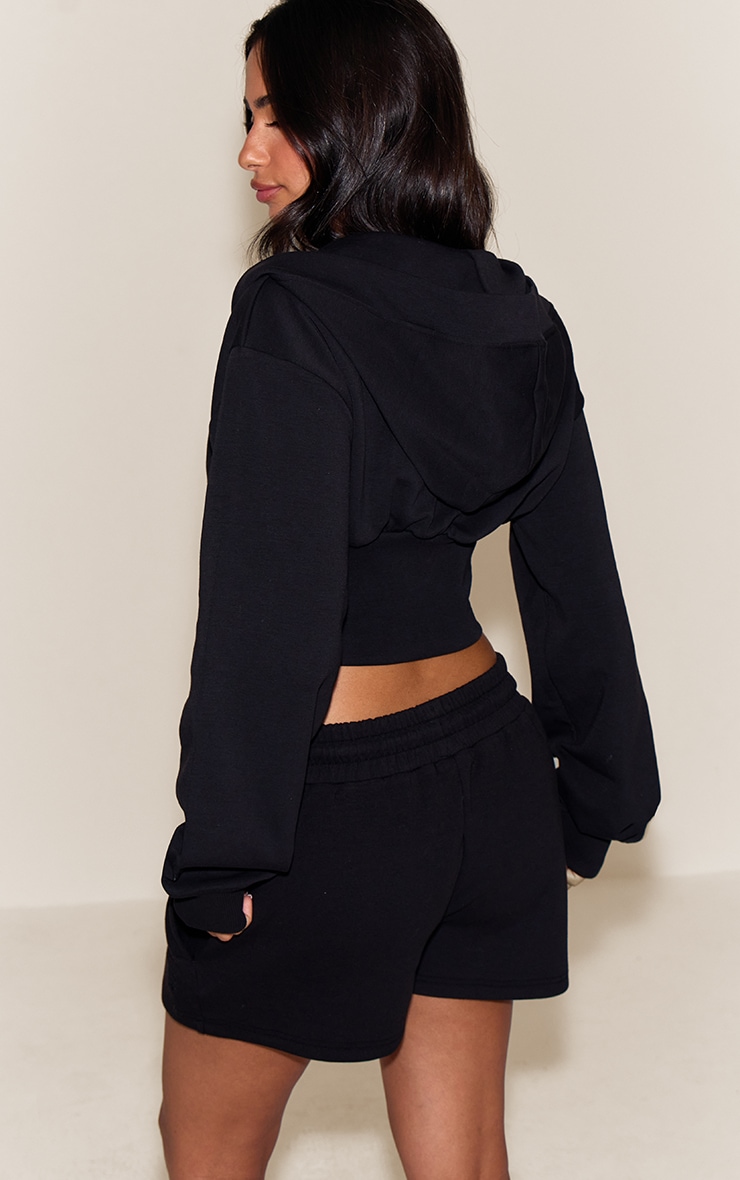 Petite Black Embroidered Interlock Shorts image 3