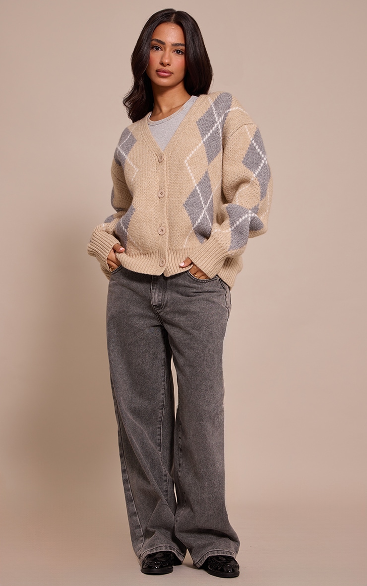 Petite Grey Chunky Knitted Button Up Cardigan image 3