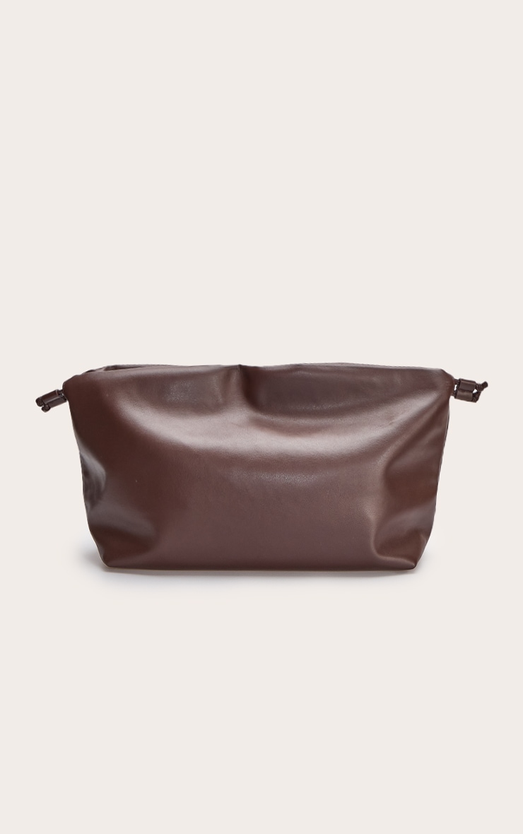 Premium Chocolate Mousse Faux Suede Oversize Drawstring Clutch Bag image 2