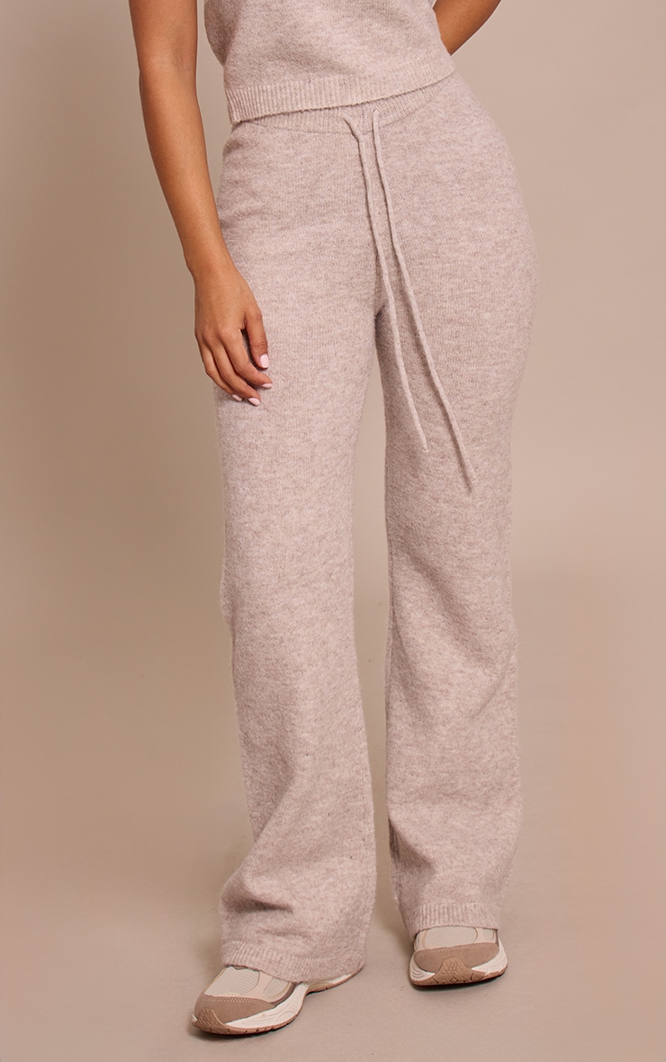 Petite Beige Drawstring Knitted Pants image 2