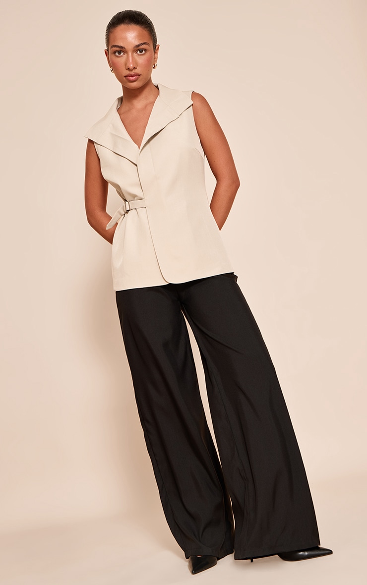 Stone Oversized Buckle Detail Longline Waistcoat image 3