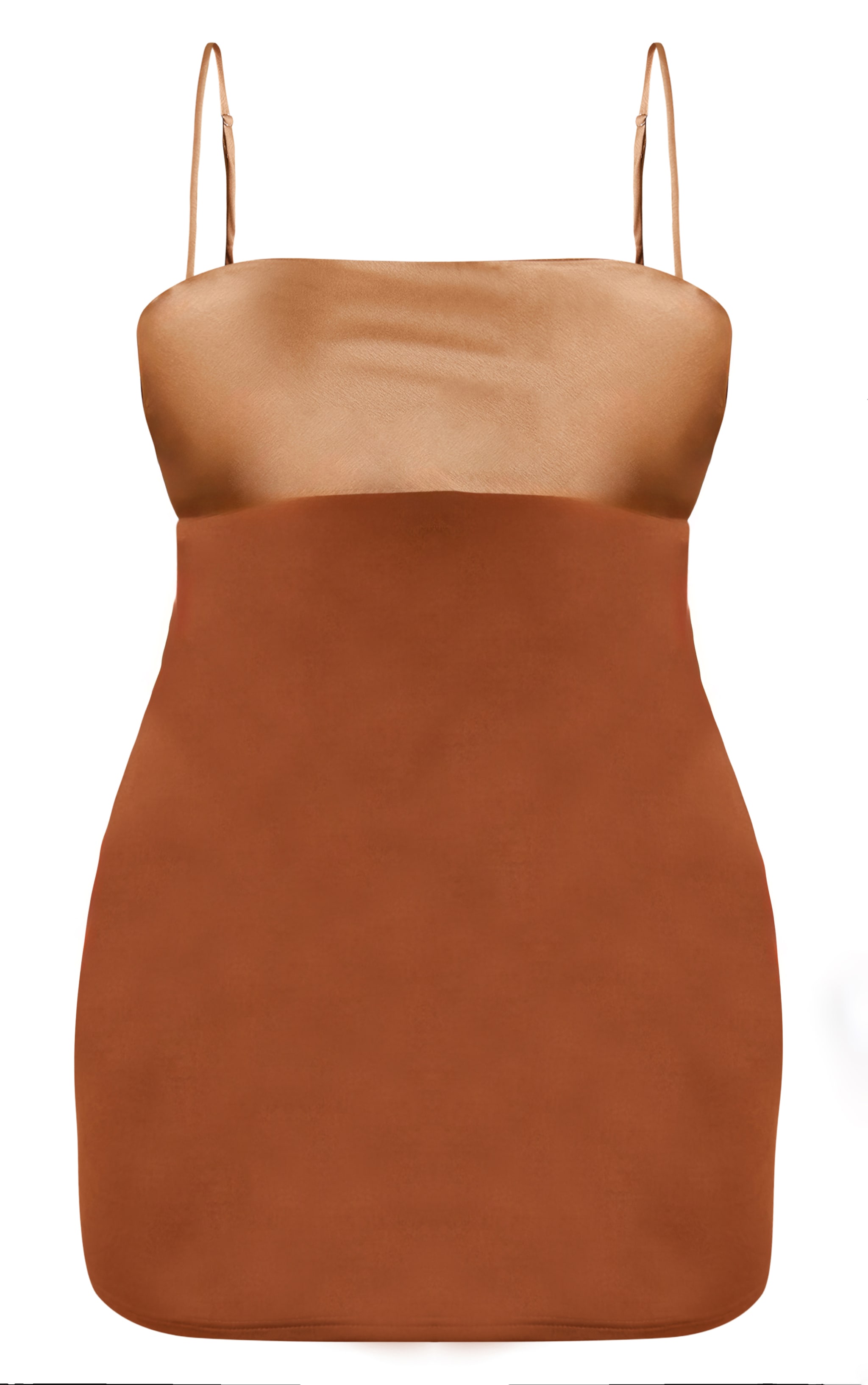 Plus Brown Contrast Bust Panel Strappy Mini Dress image 5